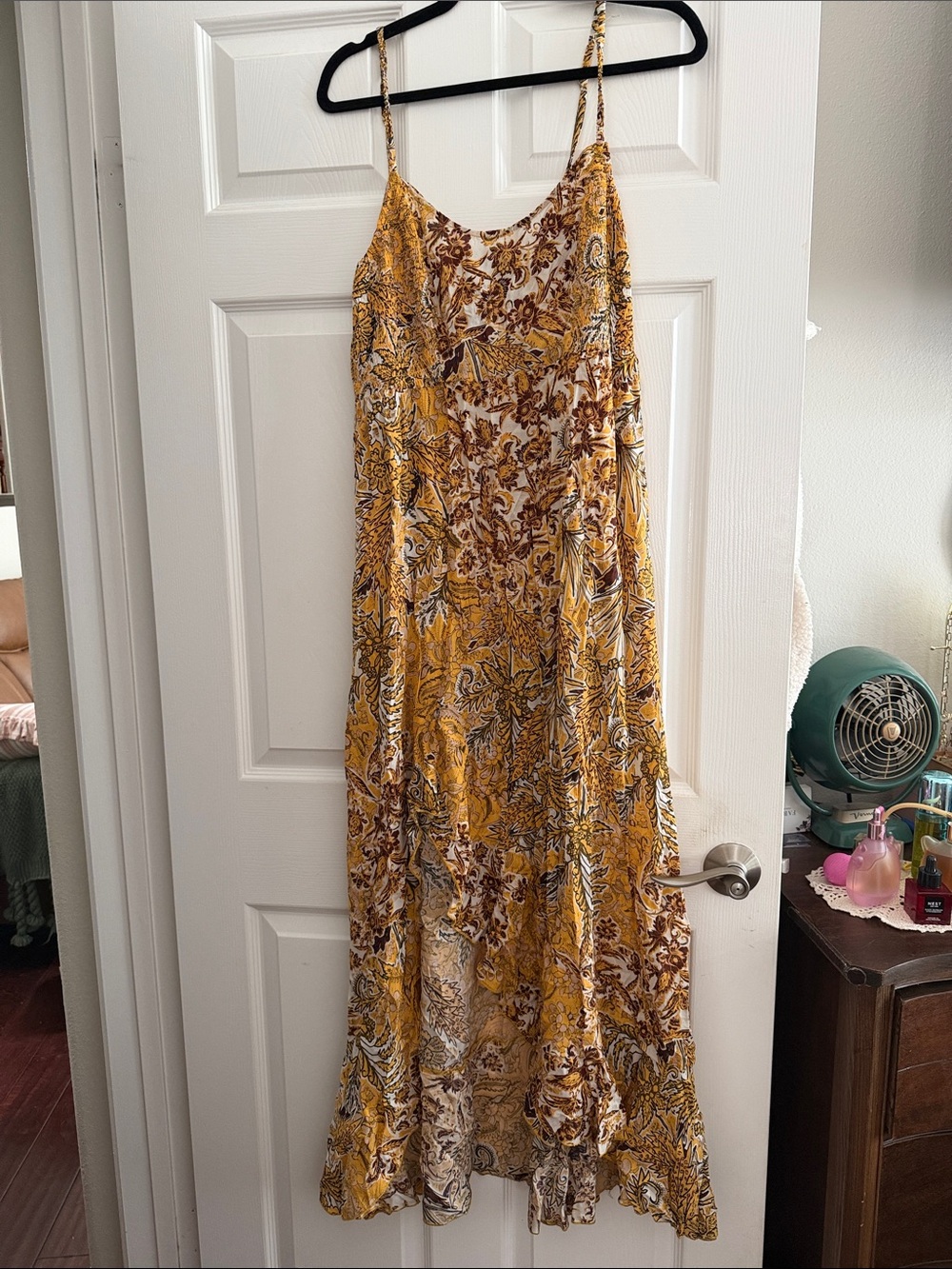 Free People Mustard and Brown Floral maxi Sundress